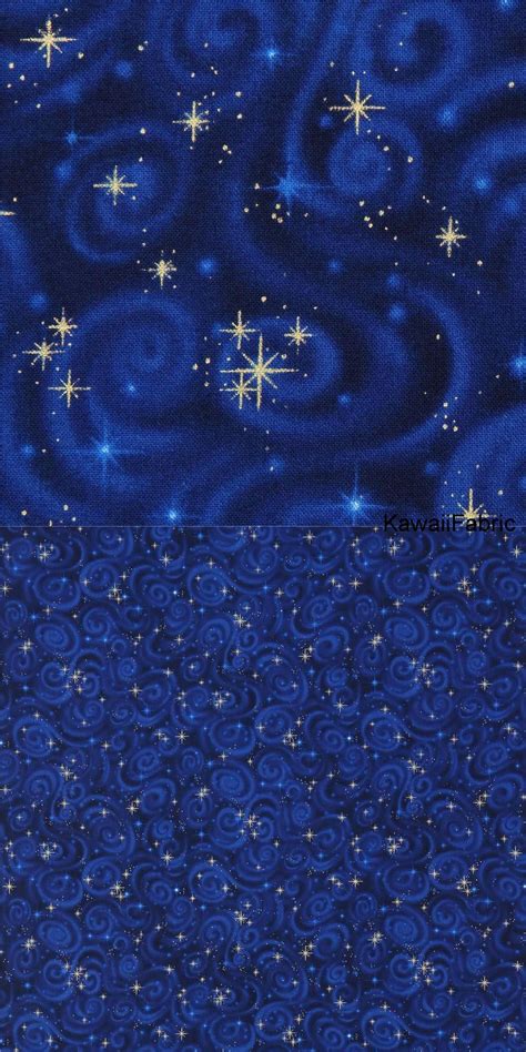 blue fabric with metalic gold|blue fabric with gold stars.